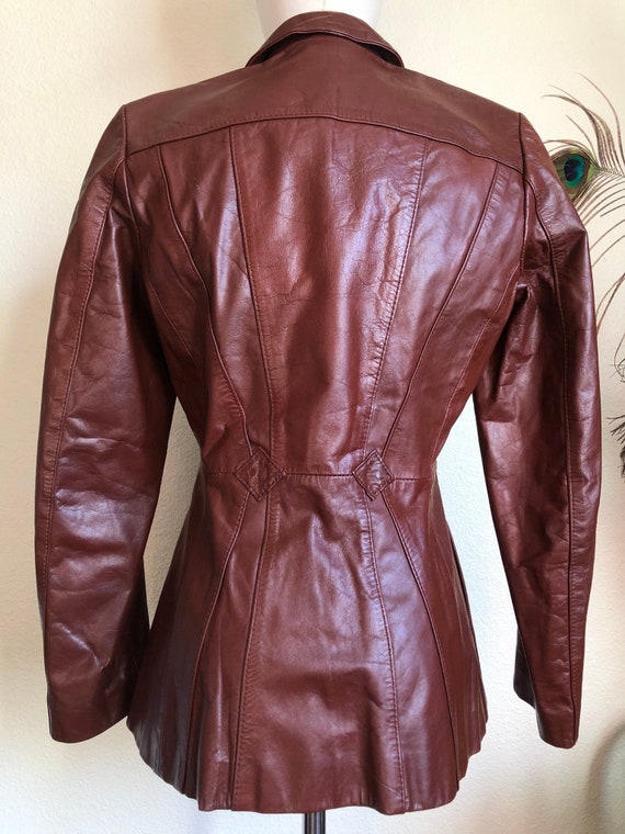 70s Wilson’s Leather Fitted Cognac Jacket | S - image 7