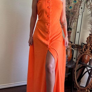 Vintage 1970s Terry Cloth Strapless Maxi Dress | M-L-XL