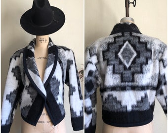 Vintage Yumaland Southwest Faux Fur Crop Jacket Made in USA | L/XL