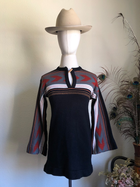 70s Southwest Sweater w/ Bell Sleeves | S - image 1