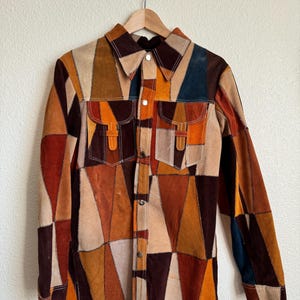 Rare 1970s Vintage Suede Leather Patchwork Jacket | S imagem 8