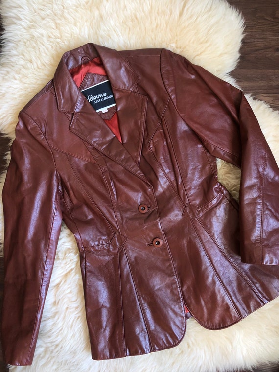 70s Wilson’s Leather Fitted Cognac Jacket | S - image 8
