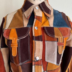 Rare 1970s Vintage Suede Leather Patchwork Jacket | S imagem 2