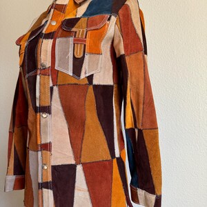 Rare 1970s Vintage Suede Leather Patchwork Jacket | S imagem 6