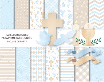 Christian Digital Papers, First Communion Papers, Church Digital Paper, clipart, Communion Clipart, Scrapbook Papers