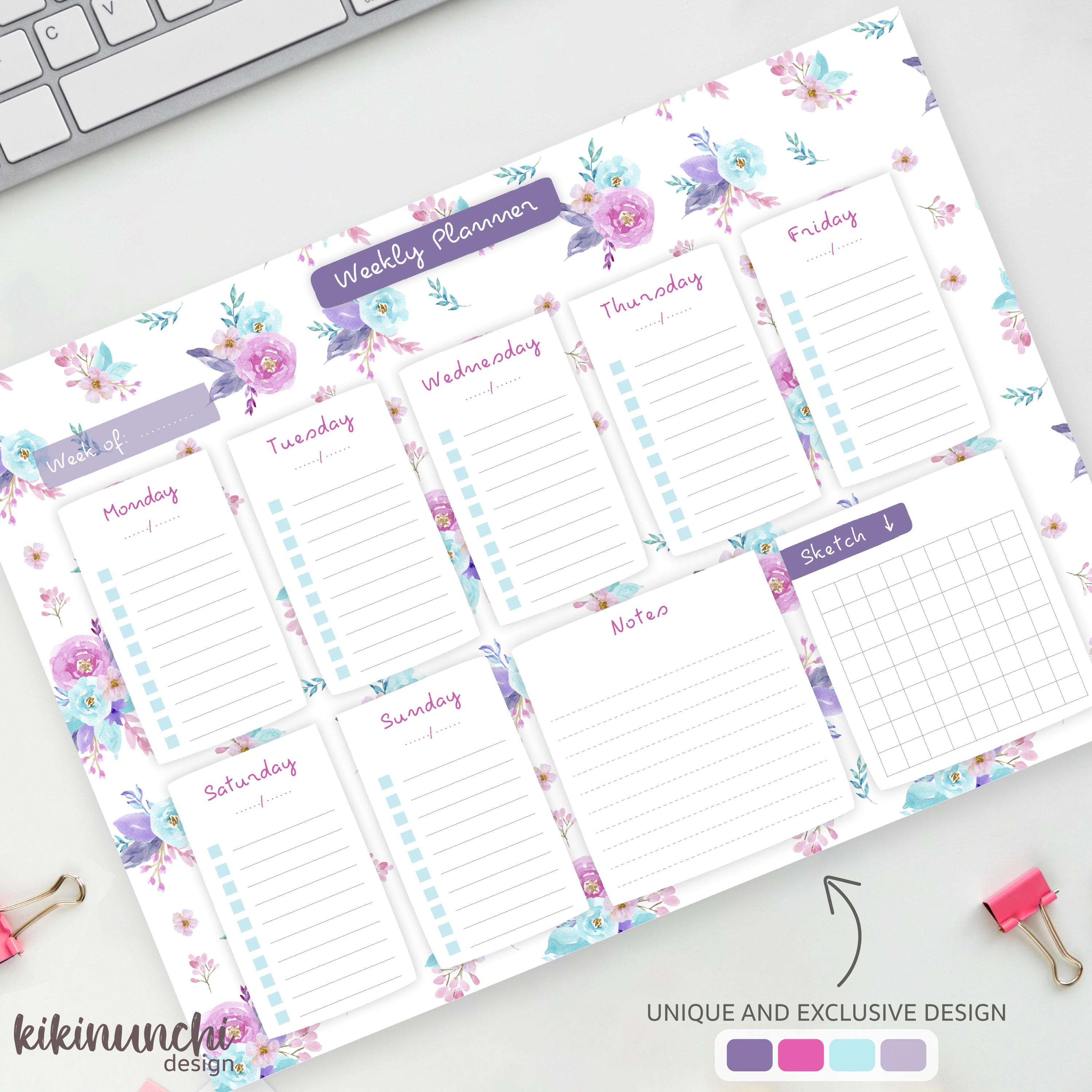 Floral Weekly Planner – Printable A4 and US Letter + Fillable PDF ...