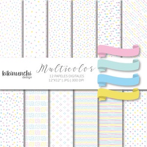 Papeles digitales multicolor infantil, papeles de alta calidad, papeles coloridos, papel de Scrapbook, papeles de colores divertidos