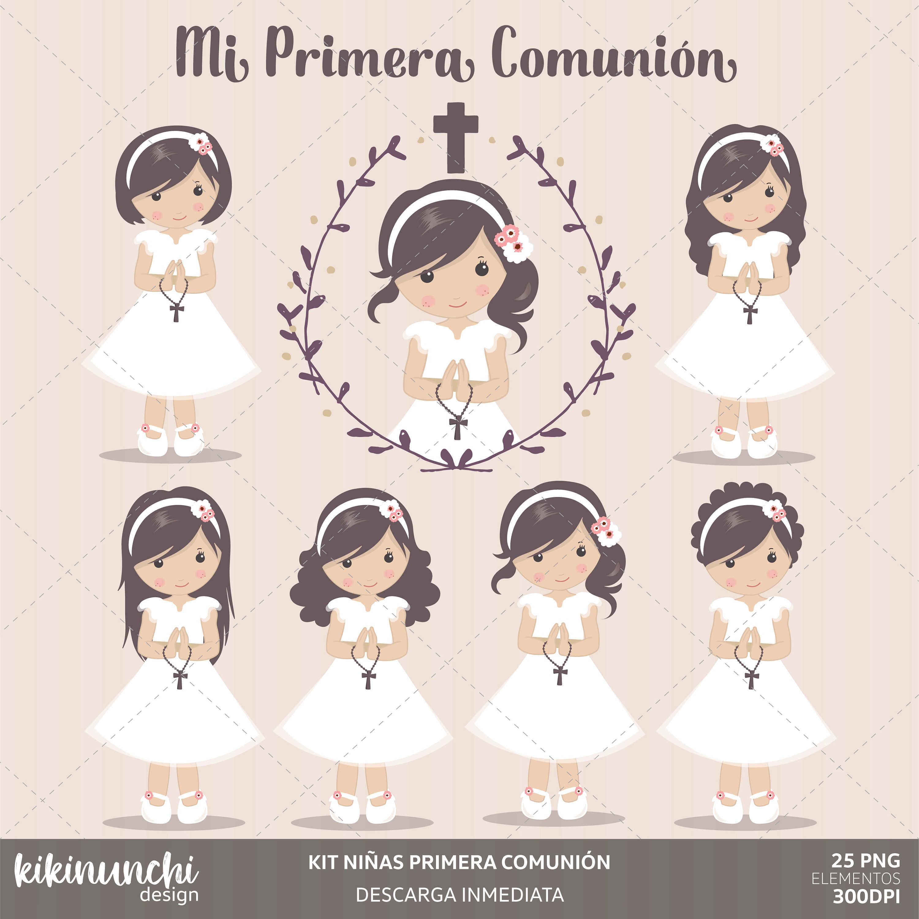 Niñas Primera Comunión, clipart para niñas. Personajes de comunión