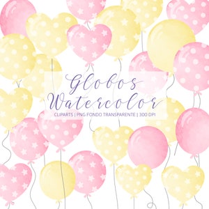Aquarel Effect ballonnen PNG - Party ballonnen Clipart, transparante achtergrond, Instant Download
