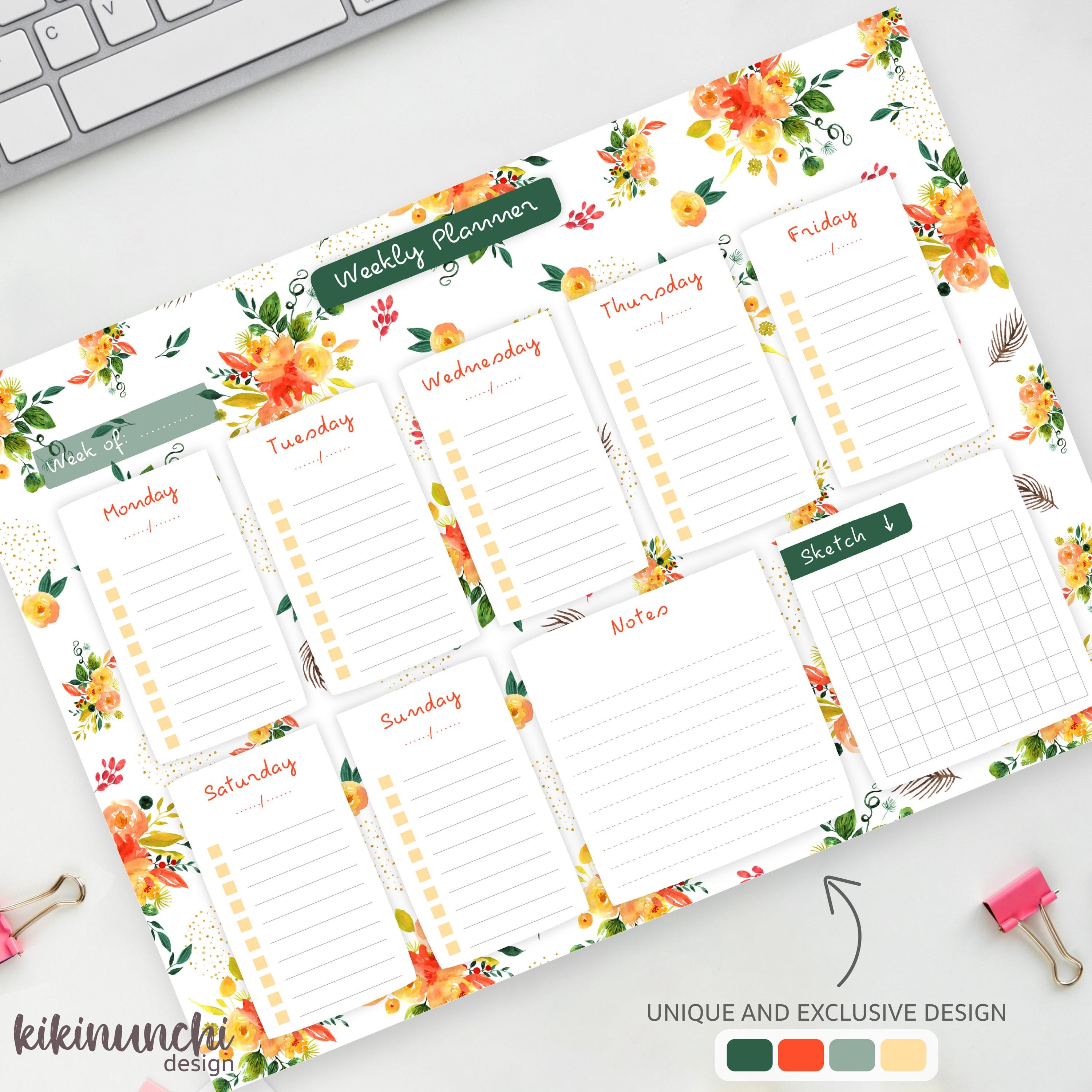 Floral Weekly Planner – Printable A4 and US Letter + Fillable PDF ...