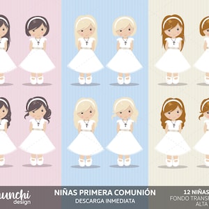 Girls First Communion, clipart for girls. Communion characters, graphics. First communion graphics, religious illustrations.