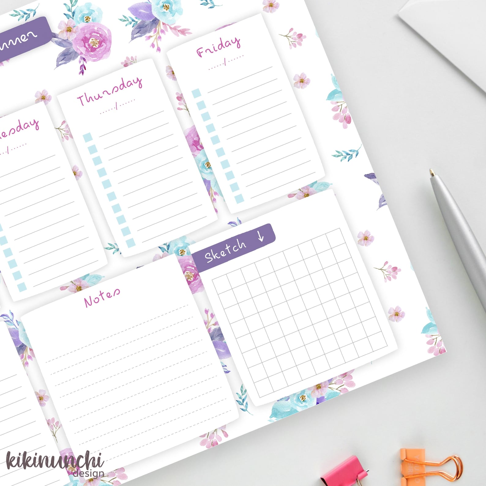 Floral Weekly Planner – Printable A4 and US Letter + Fillable PDF ...
