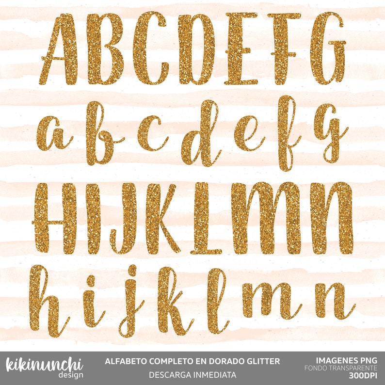 Golden Glitter Alphabet Sparkly Glitter Script Handwriting Alphabet