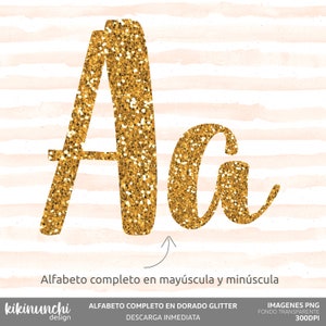 Alfabeto dorado brillante, letras en glitter, fuente dorada PNG para boda, imágenes prediseñadas, descarga instantánea
