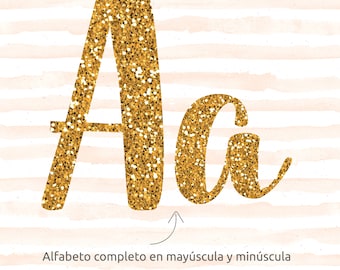 Gold Glitter Alphabet, Sparkling Letters PNG, Golden Font for Wedding, Instant Download Digital Images