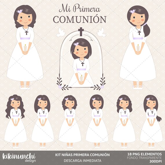 Girls First Communion clipart for girls. Communion | Etsy