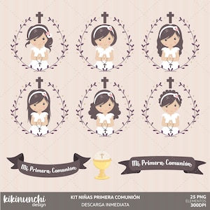 Girls First Communion, clipart for girls. Communion characters, graphics. First communion graphics, religious illustrations.