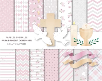 Kristna digitala papper, första nattvardspapper, kyrkligt digitalt papper, clipart, nattvardsklipp, klippbokspapper