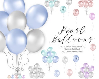 Balloon Clipart | Graphic elements for parties, high-quality transparent PNG clipart, birthday balloons, Instant Download