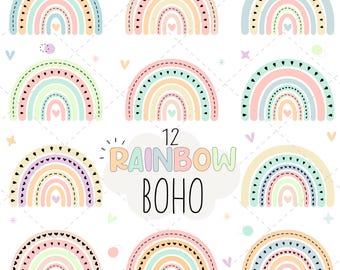 Boho Rainbows, Boho, Rainbows, Pastel Rainbows, boho rainbow clipart, rainbow clipart, digital designs in PNG, SVG, EPS