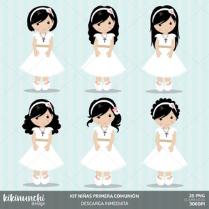 Girls First Communion, clipart for girls. Communion characters, graphics. First communion graphics, religious illustrations.