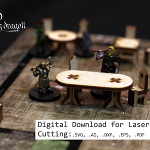 Tavern tafels en stoelen Kit - digitale download voor lasersnijden (.svg, .ai, .dxf., .pdf, .eps)