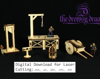 Crime and Punishment Playset - Digital Files for Laser Cutting (.ai, .pdf, .svg, .eps, .dwg)