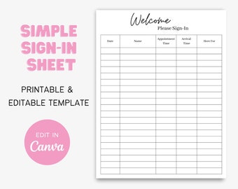 Salon Sign in Sheet - Etsy