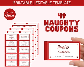 Naughty Coupons Digital Template | Printable, sex coupon, Anniversary Gifts, love, kinky, him, her, last minute gift, mature, valentines day