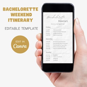 Bachelorette Text Itinerary Template | digital, bachelor, activities, timeline, bridal party, schedule, organize, simple, weekend, wedding