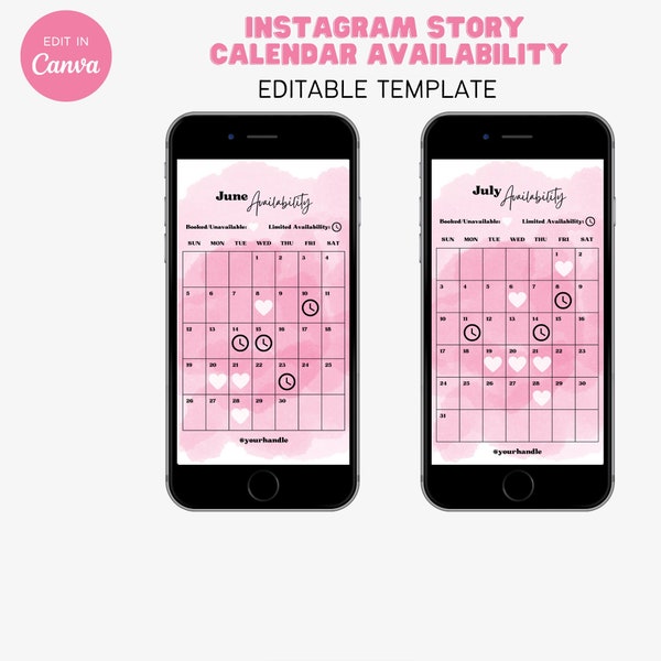 Instagram Story Template Calendar Etsy
