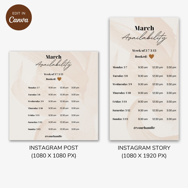 Weekly Appointment Availability Canva Template | Lash Tech, Business ...