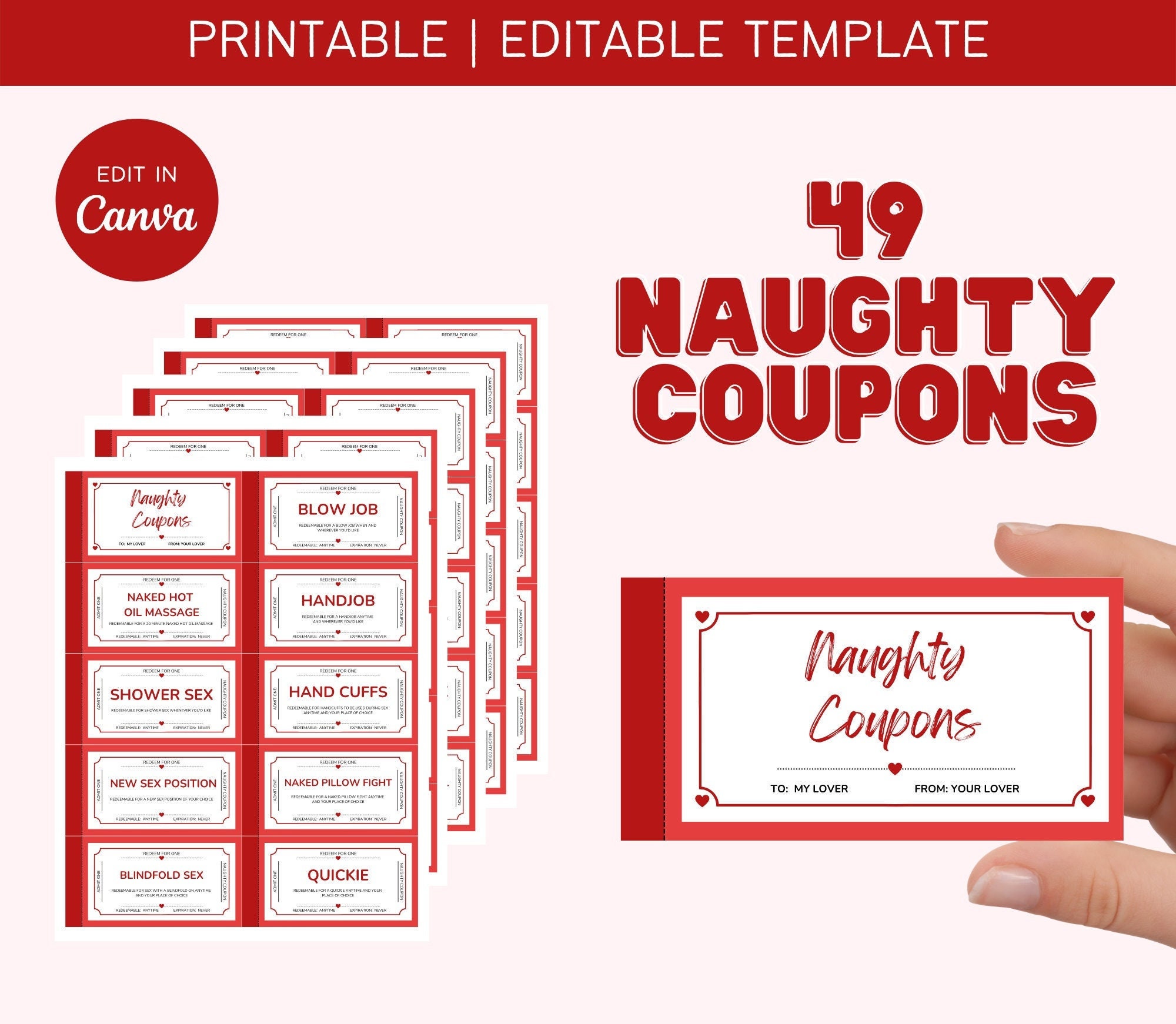 Naughty Coupons Digital Template Printable Sex Coupon pic