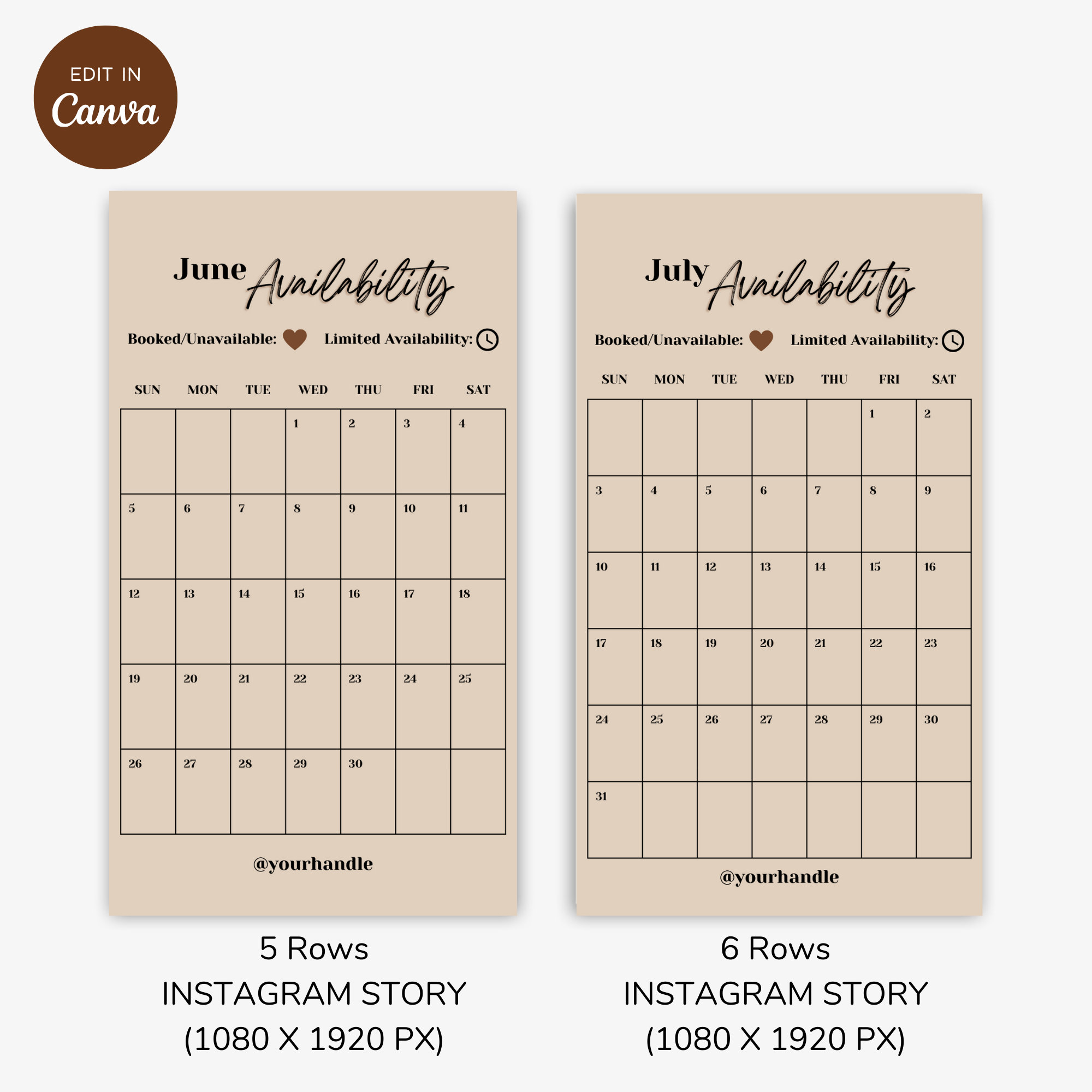 Instagram Story Calendar Availability Canva Template Appointment, Lash  Tech, Business, Salon, Makeup, Esthetician, Cake, Sweets, Monthly - Etsy