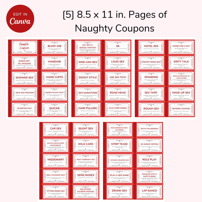 Naughty Coupons Digital Template Printable Sex Coupon - Etsy