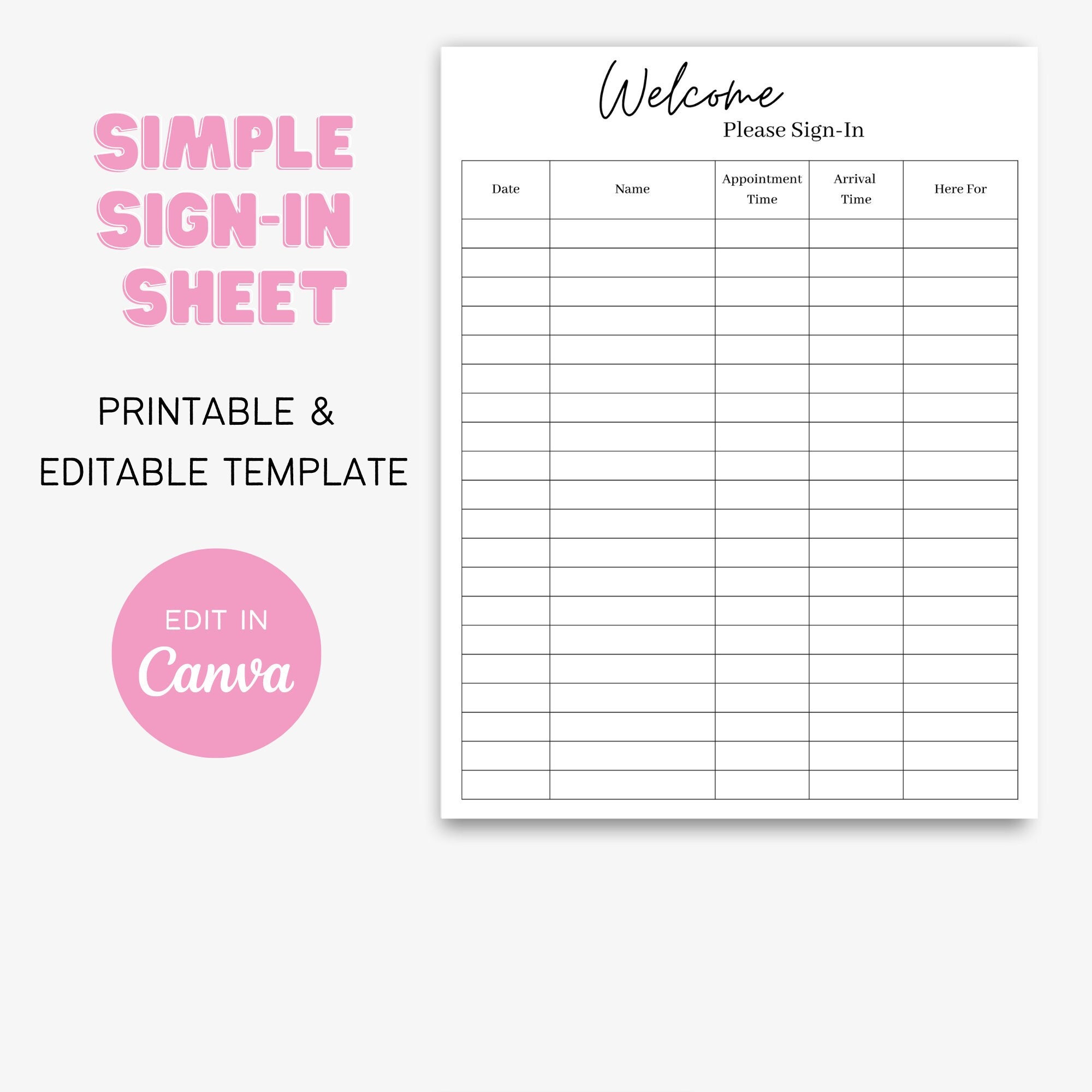 simple-sign-in-sheet-template-printable-canva-salon-esthetician-beauty-business-lash-extensions-etsy for Free Online Printable Sign Maker Simple Sign-in Sheet Template | Printable, Canva, Salon, Esthetician, Beauty, Business, Lash Extensions - Etsy for Free Online Printable Sign Maker