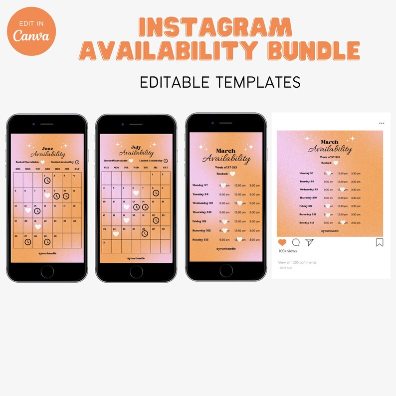 Instagram Availability Bundle Canva Template | Lash Tech, Business ...