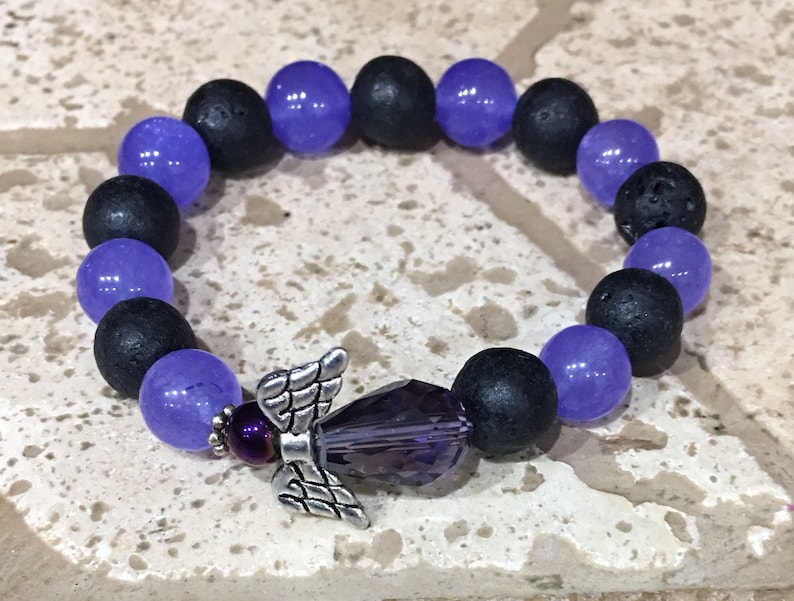Purple and Lava Rock Angel Diffuser Bracelet