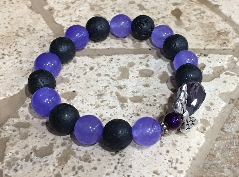 Purple and Lava Rock Angel Diffuser Bracelet