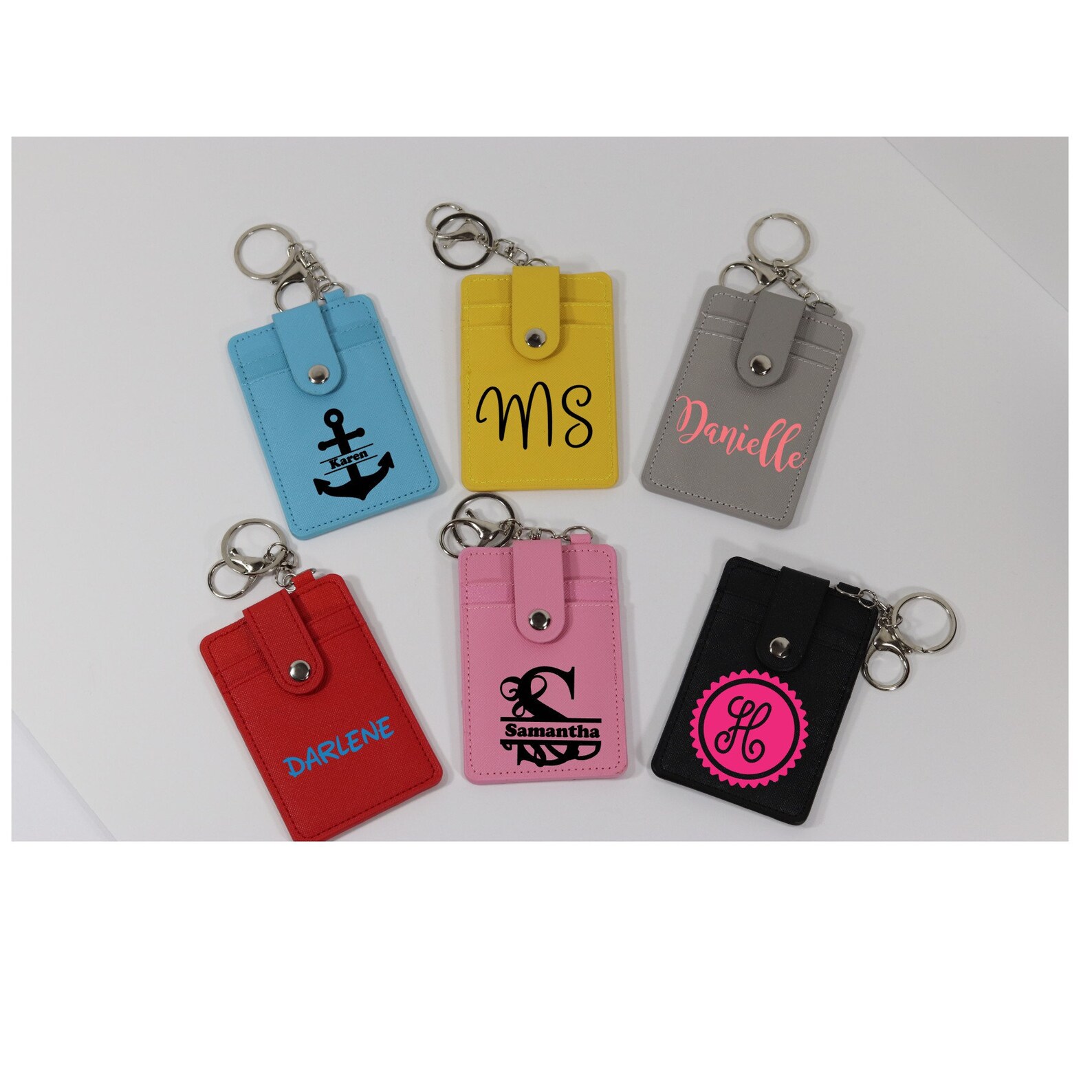 Personalized Small Keychain Wallet With Monogram 6 Colors Etsy