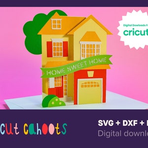 House Warming Box Kartenvorlage | 3D Papierschnitt SVG Karte geschnitten Datei | Cricut DIY