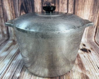 Vintage Wagner Ware Magnalite 4738P aluminium diepe voorraad stoofpot soeppan deksel