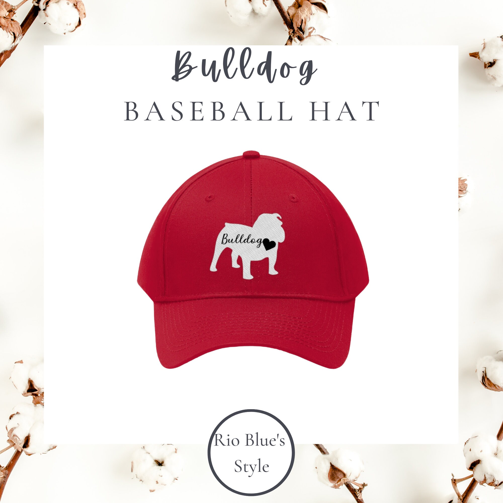 Bulldog Hat featuring a bulldog outline and a dog heart. Dog | Etsy