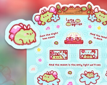 Cute Frog Sticker Sheet | Froggy Stickers | Sprite And Luna