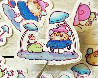 Glittery Stickers | The Mysterious Forest Sticker Pack | Cute Frog Stickers | Frog Sticker | Cute Stickers | Planner Stickers
