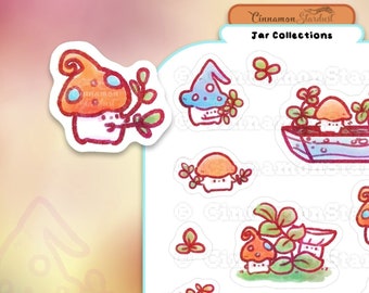 Mushroom Gummies | Candy Mushroom Stickers | Cute Mushroom Stickers | Journal Stickers | Cute Mushroom Sticker Sheet | Jar Collections