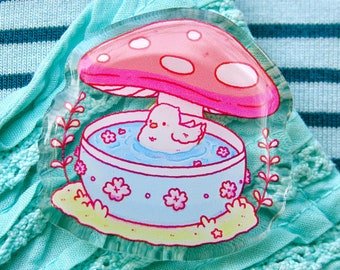 Cute Duck Epoxy Acrylic Pin | Acrylic Pin | Cute Pin | Duck Pin | Cute Kawaii Pin | Cute Duck Pin | Mushroom Pin | Duckie Pond