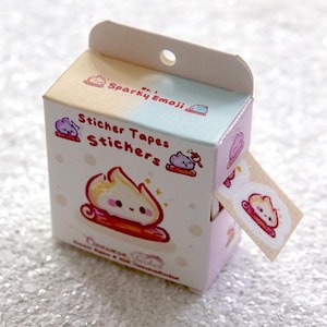 Pegatinas de emojis brillantes y chispeantes / Cinta adhesiva / Caja de pegatinas / Pegatinas de fuego diminutas / Pegatina de fuego diminuta / Caja de pegatinas con cinta adhesiva