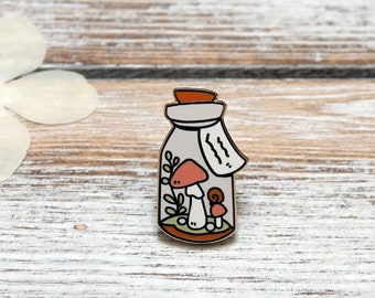 Cute Mushroom Bottle | Terrarium Enamel Pin