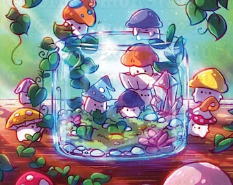Mushroom Gummies Art Print | Cute Mushroom Illustration